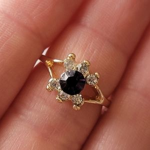 Gold Tone Rhinestone Gem Fashion Ring